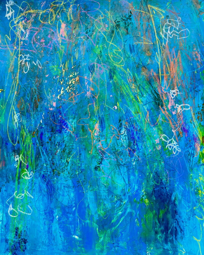 青い湖の抽象画